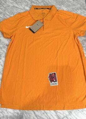 NikeCourt dri fit adv Textured Tennis Polo Orange Slim Men Large HQ0792-873